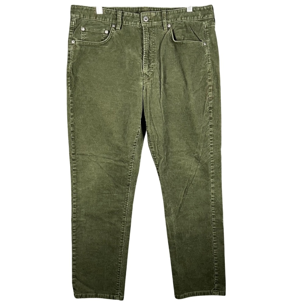 Bonobos Corduroy Pants Mens 35x30 Olive Green Slim Fit 5-Pocket Stretch Trousers
